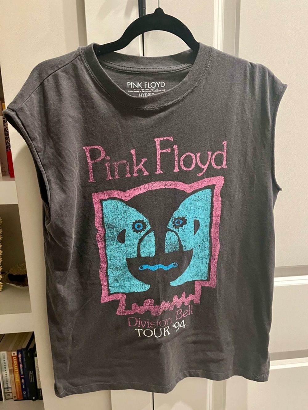 Pink Floyd Women’s Graphic Muscle Tee - Dark Grey with Pink & Teal Artwork